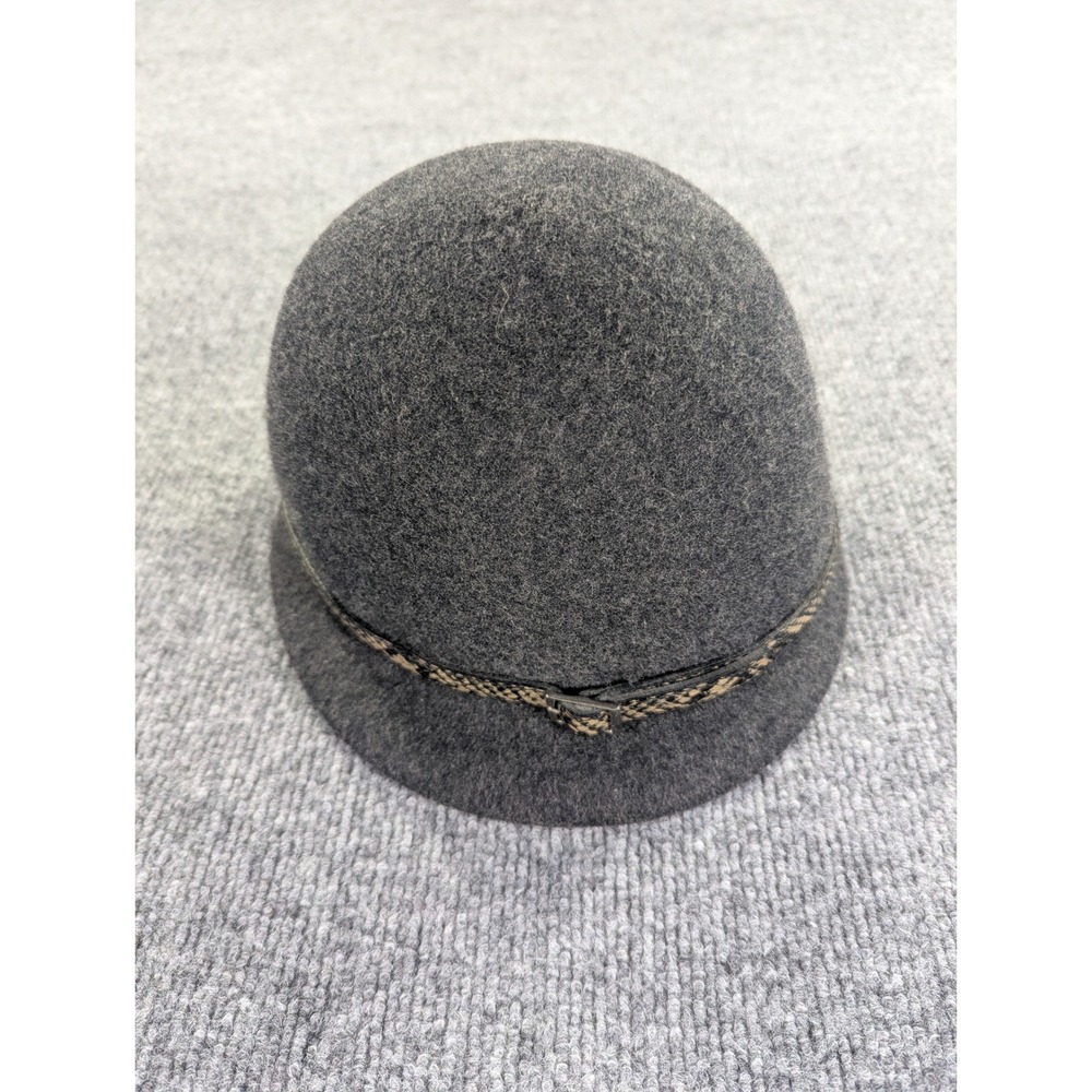 BCBGMAXAZRIA Womens Wool Cloche Hat Gray Snakeskin Trim One Size Vintage Style